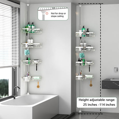Corner Shower Caddy Tension Pole 4 Tier Shower Caddy Organizer Black