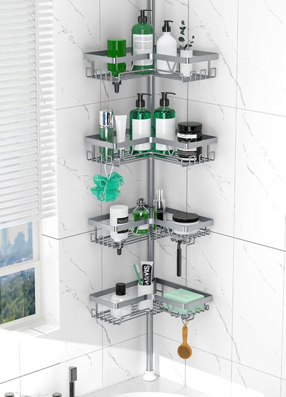 Corner Shower Caddy Tension Pole 4 Tier Shower Caddy Organizer Black