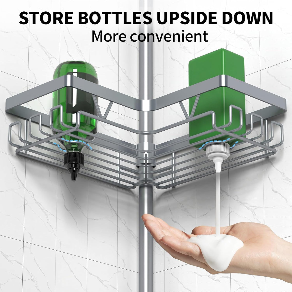 Corner Shower Caddy Tension Pole 4 Tier Shower Caddy Organizer Black