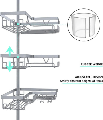 Corner Shower Caddy Tension Pole 4 Tier Shower Caddy Organizer Black