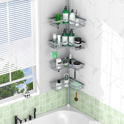 Corner Shower Caddy Tension Pole 4 Tier Shower Caddy Organizer Black