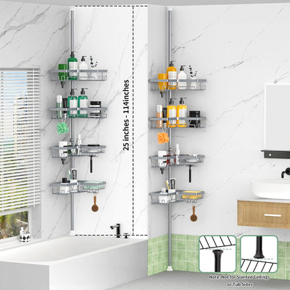 Corner Shower Caddy Tension Pole 4 Tier Shower Caddy Organizer Black