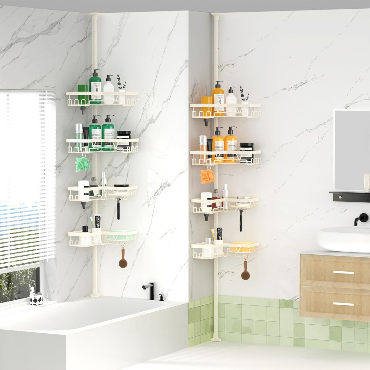 Corner Shower Caddy Tension Pole 4 Tier Shower Caddy Organizer Black