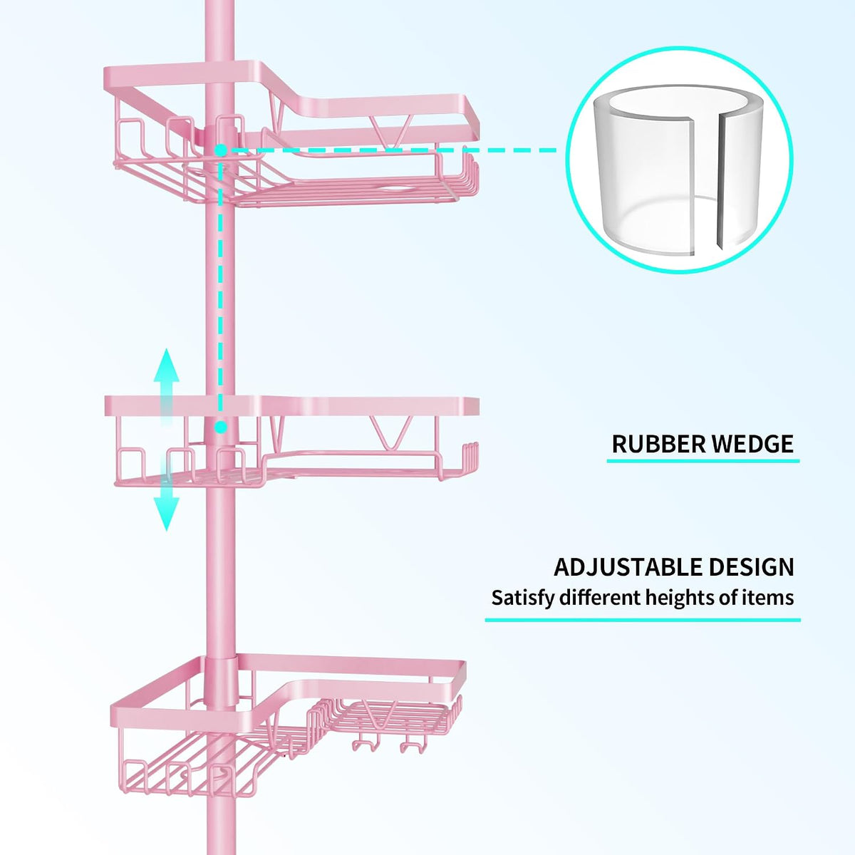 Corner Shower Caddy Tension Pole 4 Tier Shower Caddy Organizer Black
