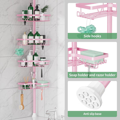 Corner Shower Caddy Tension Pole 4 Tier Shower Caddy Organizer Black