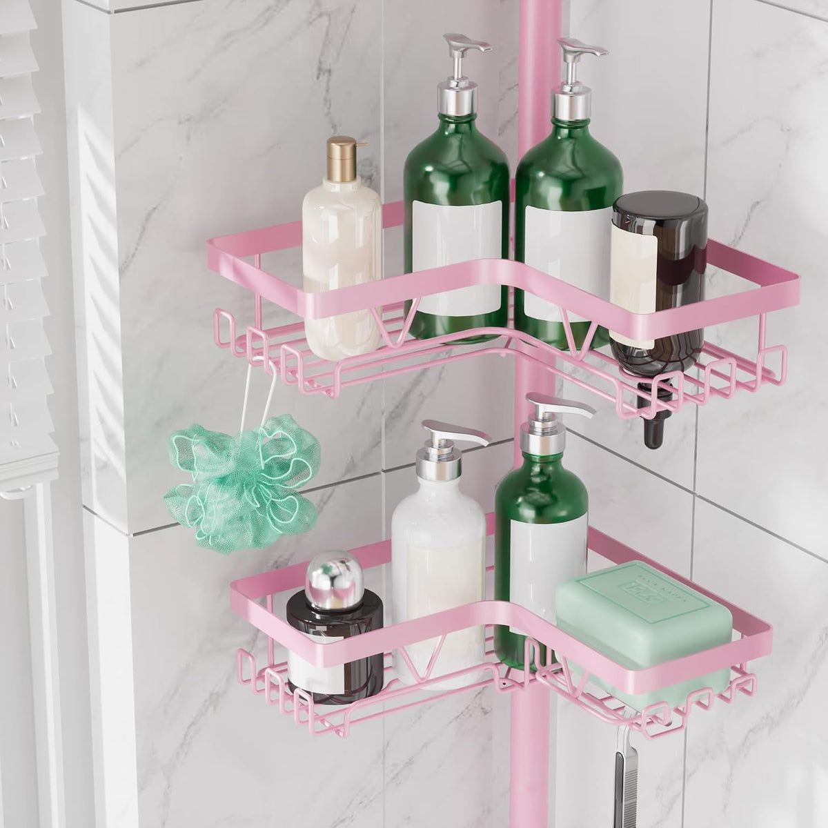 Corner Shower Caddy Tension Pole 4 Tier Shower Caddy Organizer Black