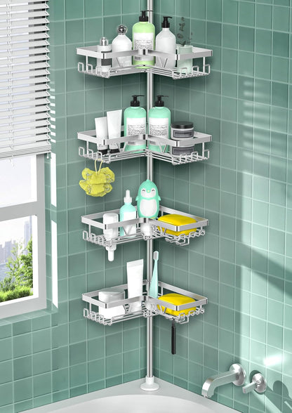 Corner Shower Caddy Tension Pole 4 Tier Shower Caddy Organizer Black