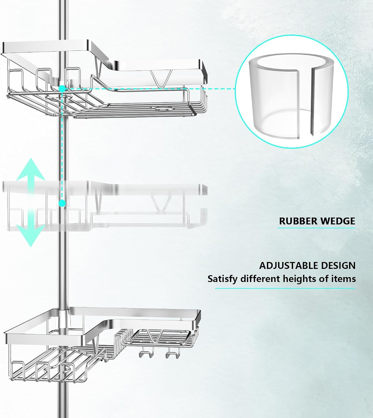 Corner Shower Caddy Tension Pole 4 Tier Shower Caddy Organizer Black