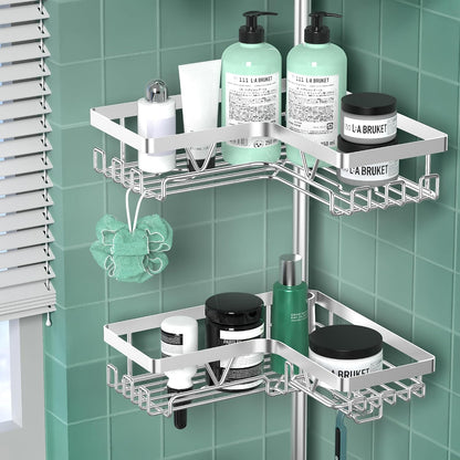 Corner Shower Caddy Tension Pole 4 Tier Shower Caddy Organizer Black