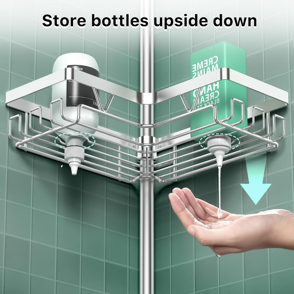 Corner Shower Caddy Tension Pole 4 Tier Shower Caddy Organizer Black
