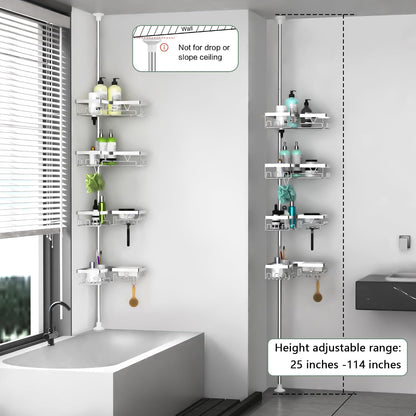 Corner Shower Caddy Tension Pole 4 Tier Shower Caddy Organizer Black