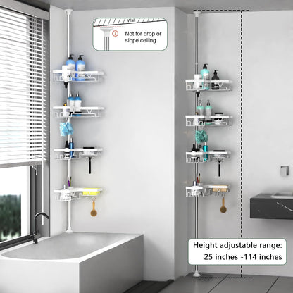 Corner Shower Caddy Tension Pole 4 Tier Shower Caddy Organizer Black