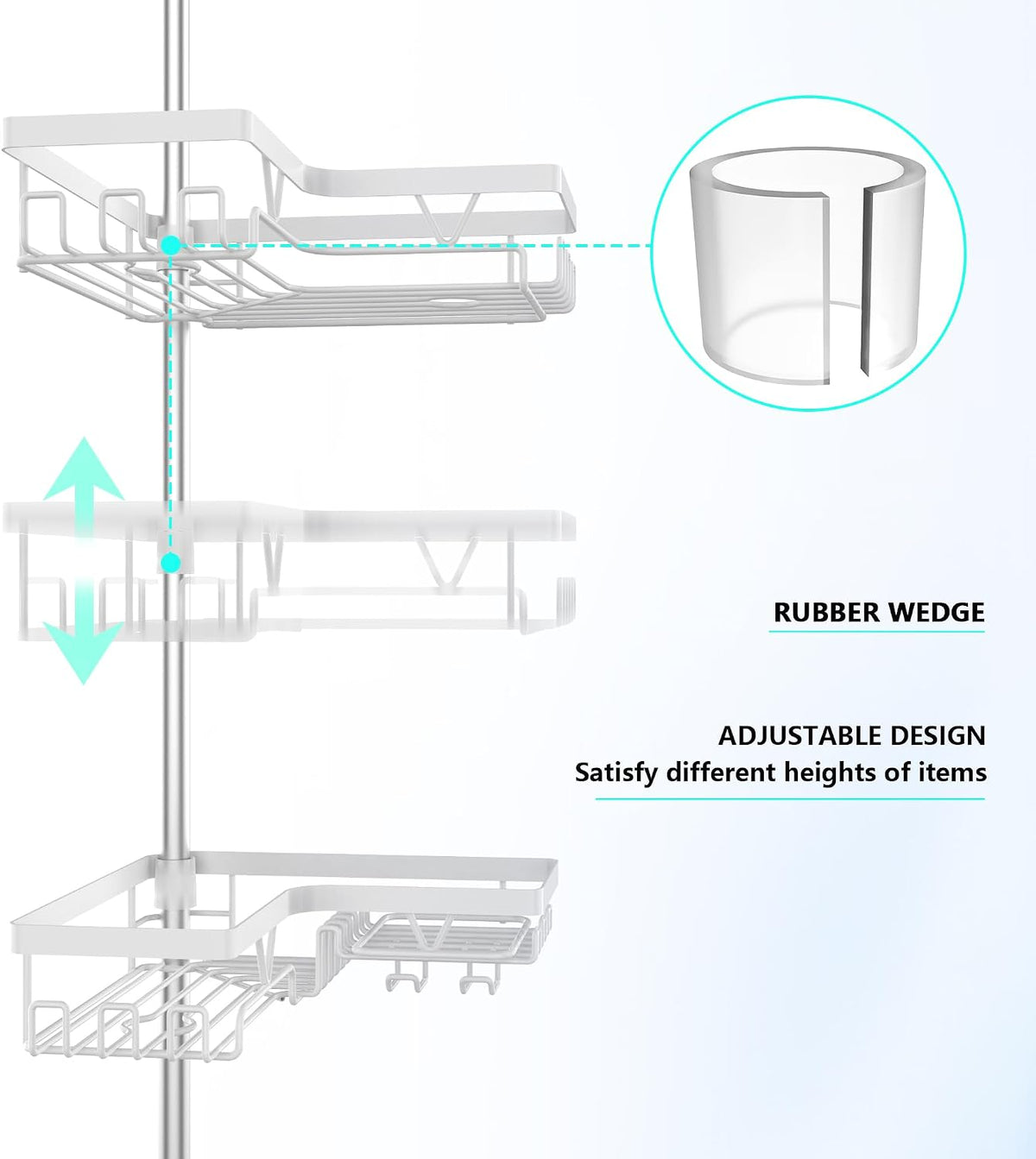 Corner Shower Caddy Tension Pole 4 Tier Shower Caddy Organizer Black