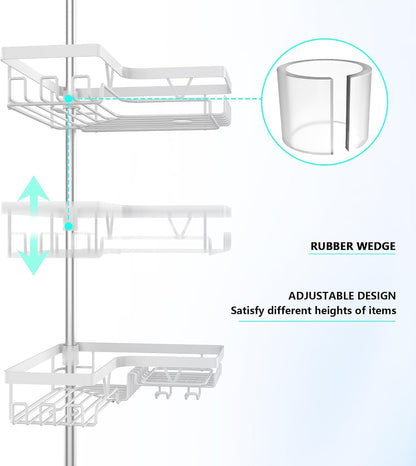 Corner Shower Caddy Tension Pole 4 Tier Shower Caddy Organizer Black
