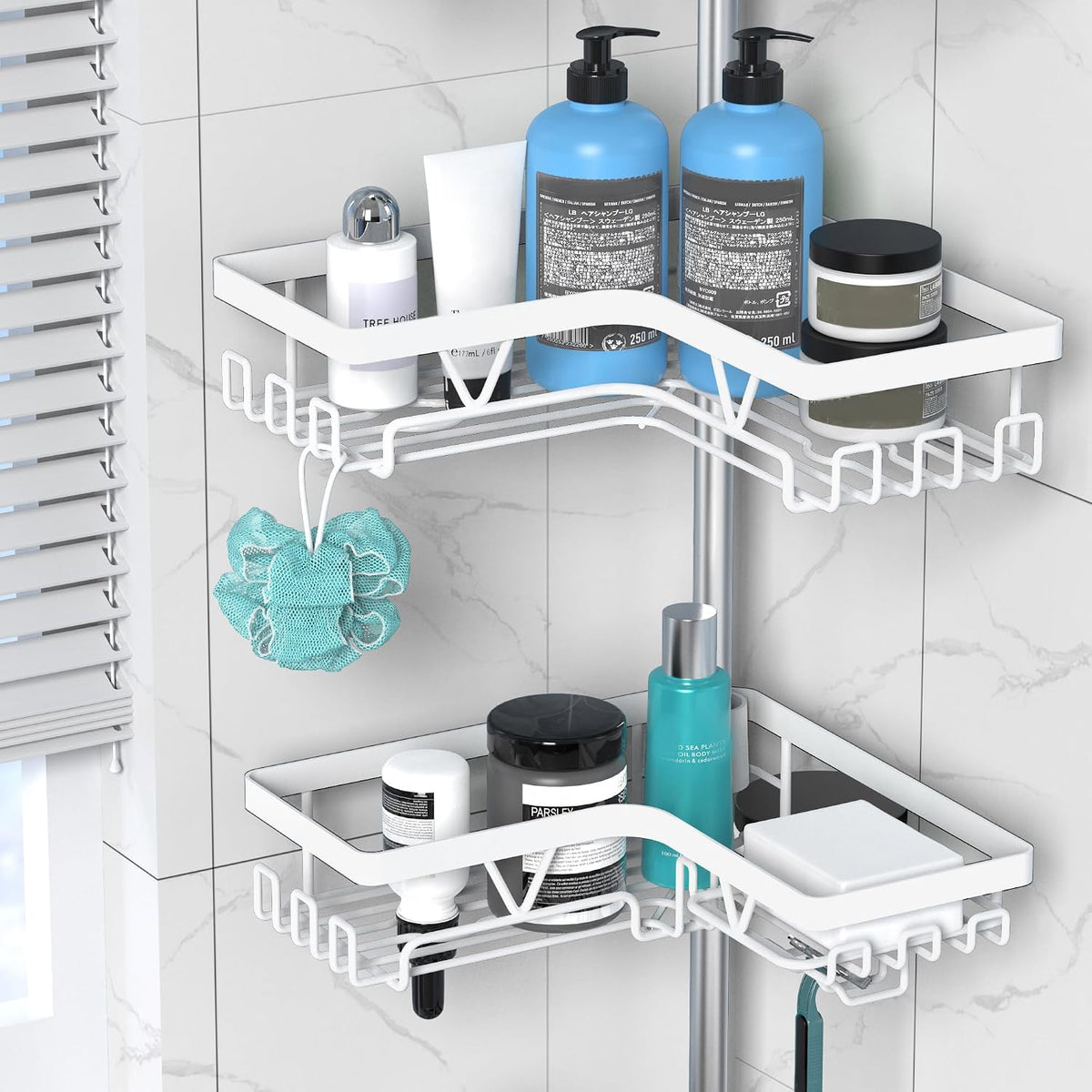 Corner Shower Caddy Tension Pole 4 Tier Shower Caddy Organizer Black