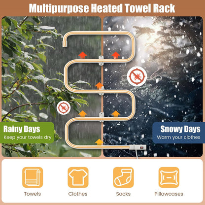 Heated Towel Warmer, Freestanding & Wall-Mounted 5-Bar Drying Rack with Built-in Switch, Overheat Protection & Constant Temperature Control, for Bathroom, Spa, White