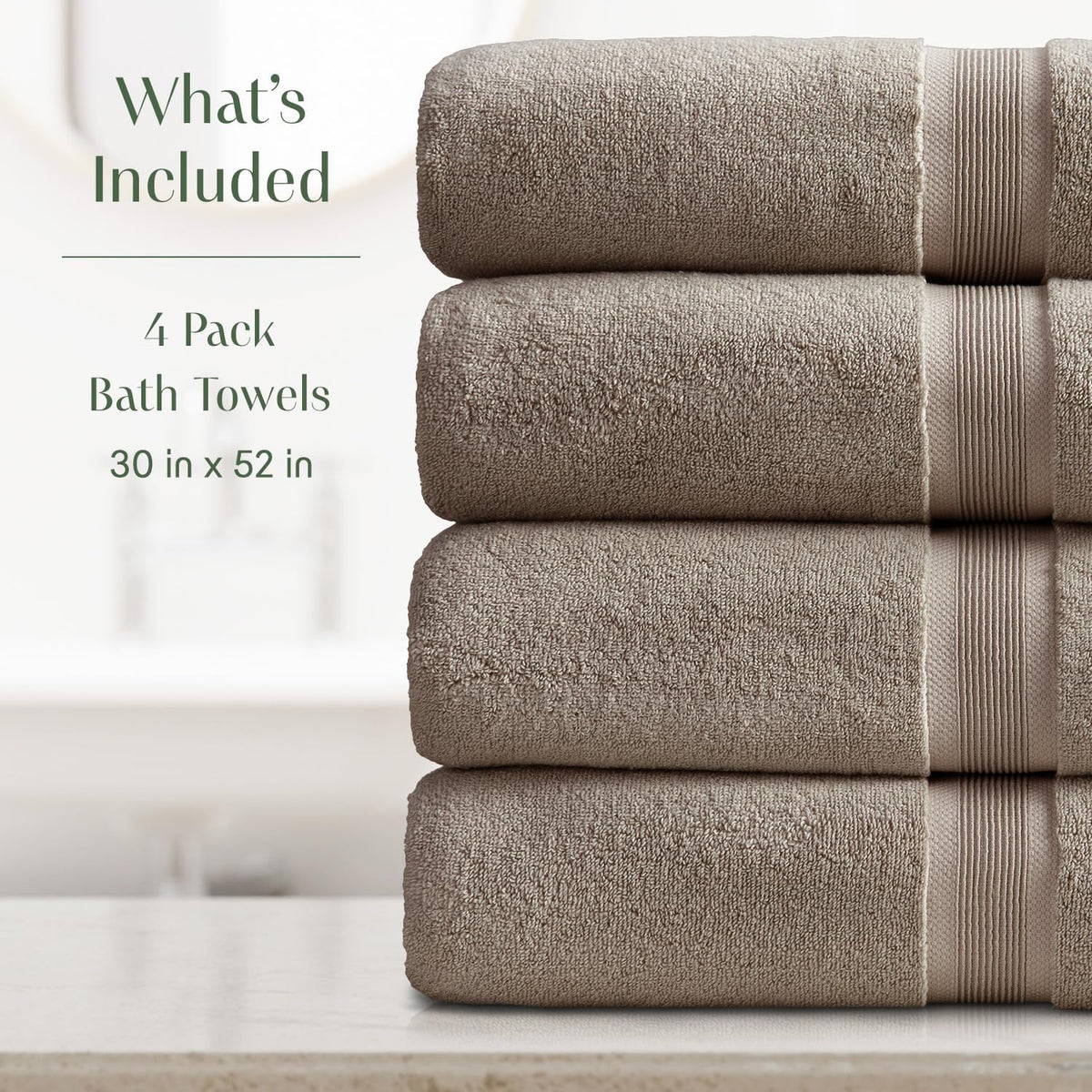 Luxury Bamboo Rayon Oversized Bath Towel Set | | Ultra Soft | Brown | 35% Bamboo Rayon - 65% Zero Twist Cotton | Absorbent Quick-Dry Towels for Bathroom | Ultra Soft | OEKO-TEX Standard 100