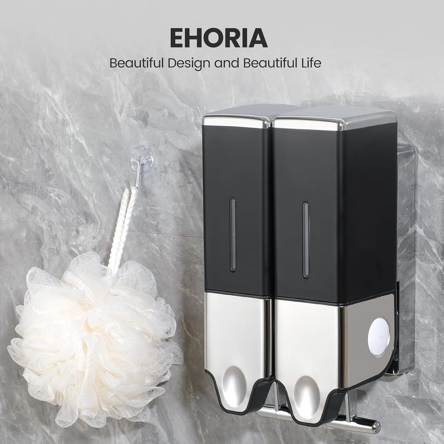 Shampoo and Conditioner Dispenser, Shower Soap Dispenser | Shower Dispenser 2 Chamber No Drill, Wall Mounted Refillable Bottles, Shower Accessories for Bathroom, RV&Hotel,18.6oz 2 in 1