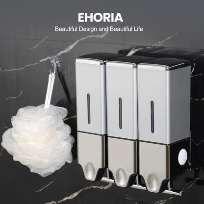 Shampoo and Conditioner Dispenser, Shower Soap Dispenser | Shower Dispenser 2 Chamber No Drill, Wall Mounted Refillable Bottles, Shower Accessories for Bathroom, RV&Hotel,18.6oz 2 in 1