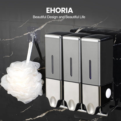 Shampoo and Conditioner Dispenser, Shower Soap Dispenser | Shower Dispenser 2 Chamber No Drill, Wall Mounted Refillable Bottles, Shower Accessories for Bathroom, RV&Hotel,18.6oz 2 in 1