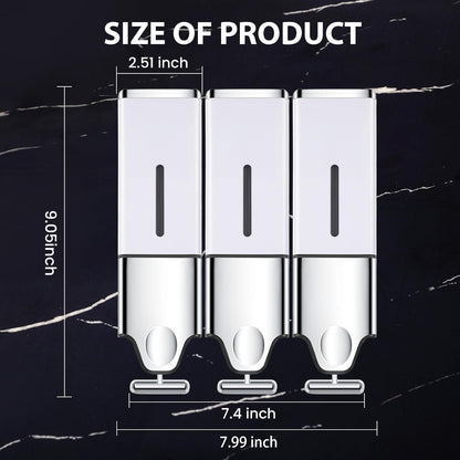 Shampoo and Conditioner Dispenser, Shower Soap Dispenser | Shower Dispenser 2 Chamber No Drill, Wall Mounted Refillable Bottles, Shower Accessories for Bathroom, RV&Hotel,18.6oz 2 in 1