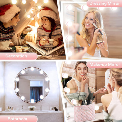 LED Vanity Lights For Mirror, Vanity Lights Stick on with 10 Dimmable Bulbs