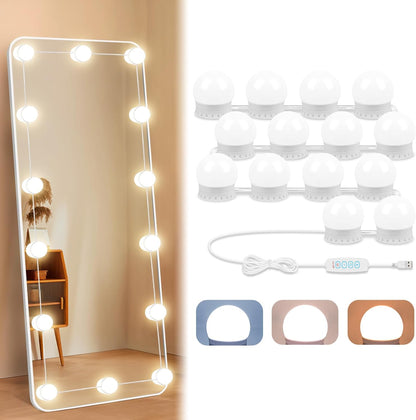 LED Vanity Lights For Mirror, Vanity Lights Stick on with 10 Dimmable Bulbs