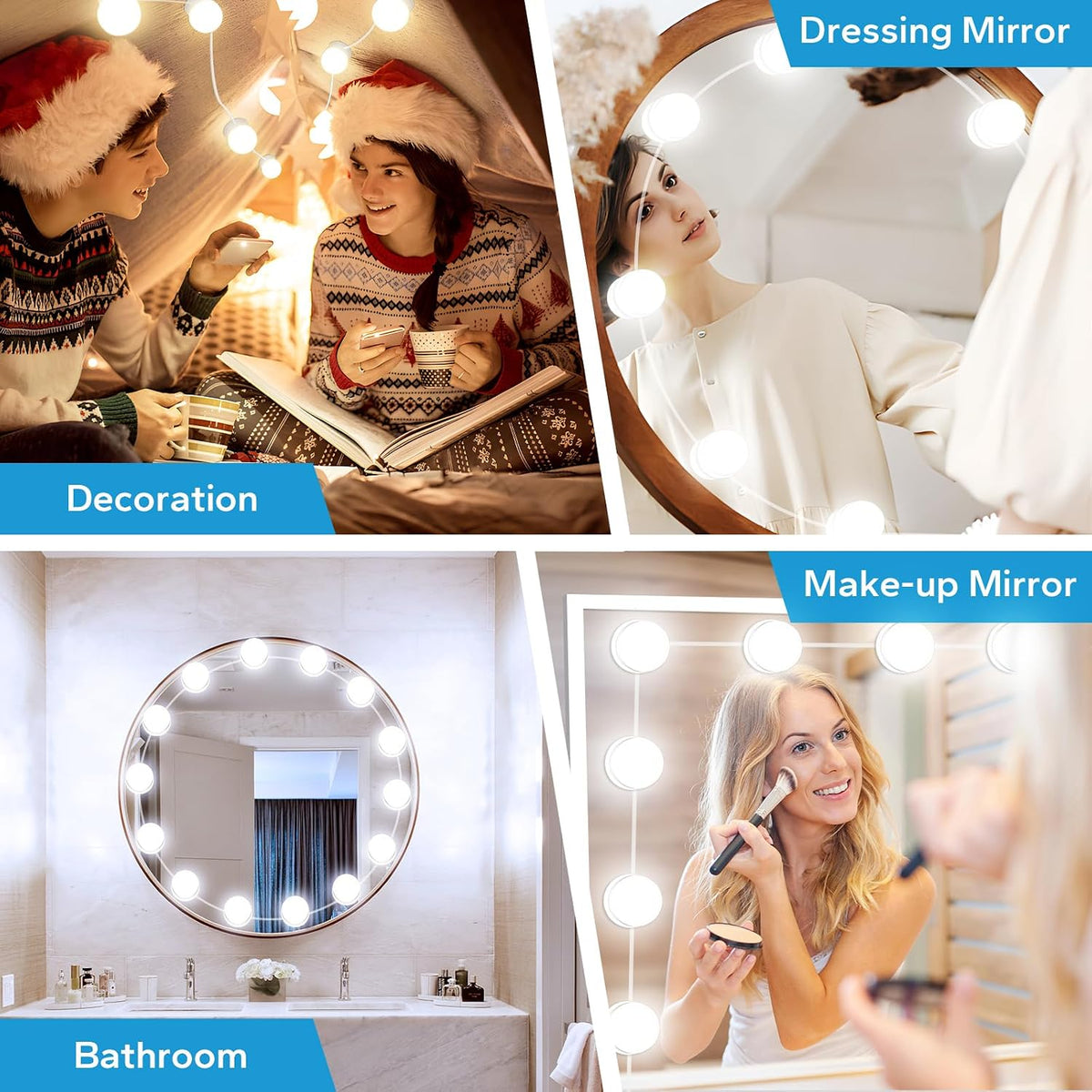 LED Vanity Lights For Mirror, Vanity Lights Stick on with 10 Dimmable Bulbs