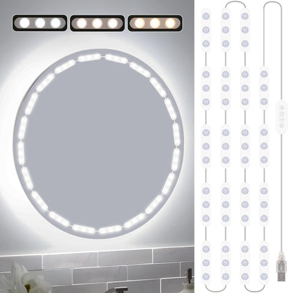 LED Vanity Lights For Mirror, Vanity Lights Stick on with 10 Dimmable Bulbs