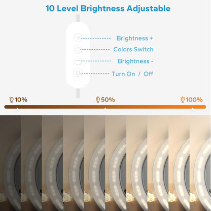 LED Vanity Lights For Mirror, Vanity Lights Stick on with 10 Dimmable Bulbs