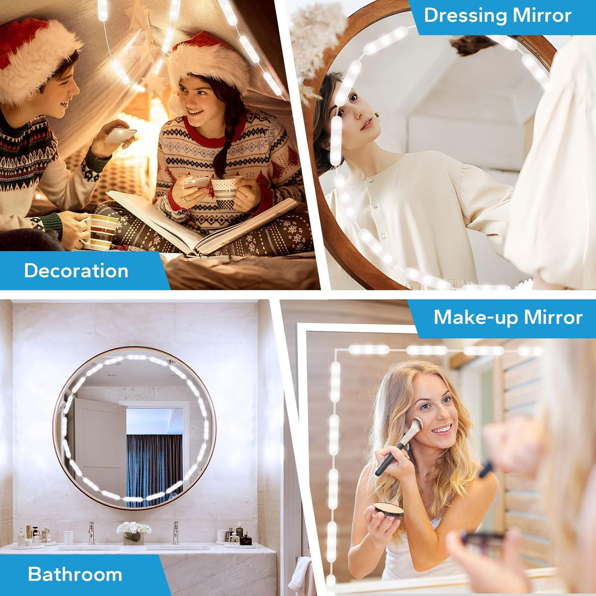 LED Vanity Lights For Mirror, Vanity Lights Stick on with 10 Dimmable Bulbs