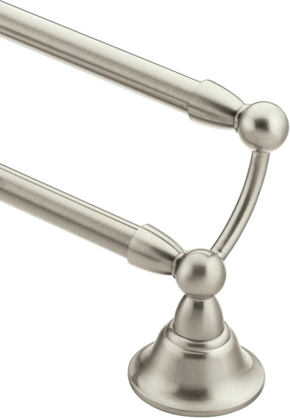 Sage Collection Spot Resist Brushed Nickel 24-Inch Double Bathroom Towel Bar, Wall Mounted Bath Hanger with Two Rods, DN6822BN