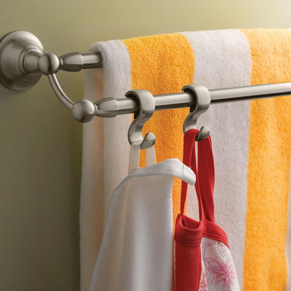 Sage Collection Spot Resist Brushed Nickel 24-Inch Double Bathroom Towel Bar, Wall Mounted Bath Hanger with Two Rods, DN6822BN