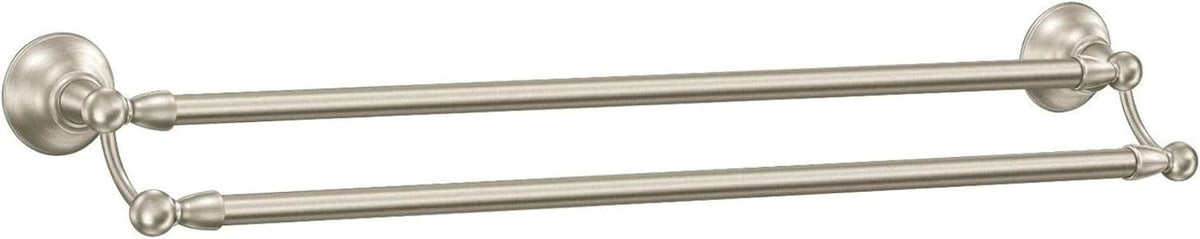 Sage Collection Spot Resist Brushed Nickel 24-Inch Double Bathroom Towel Bar, Wall Mounted Bath Hanger with Two Rods, DN6822BN