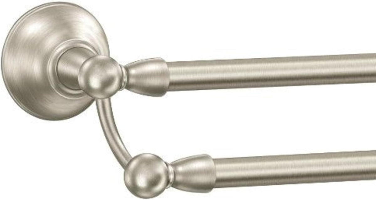 Sage Collection Spot Resist Brushed Nickel 24-Inch Double Bathroom Towel Bar, Wall Mounted Bath Hanger with Two Rods, DN6822BN
