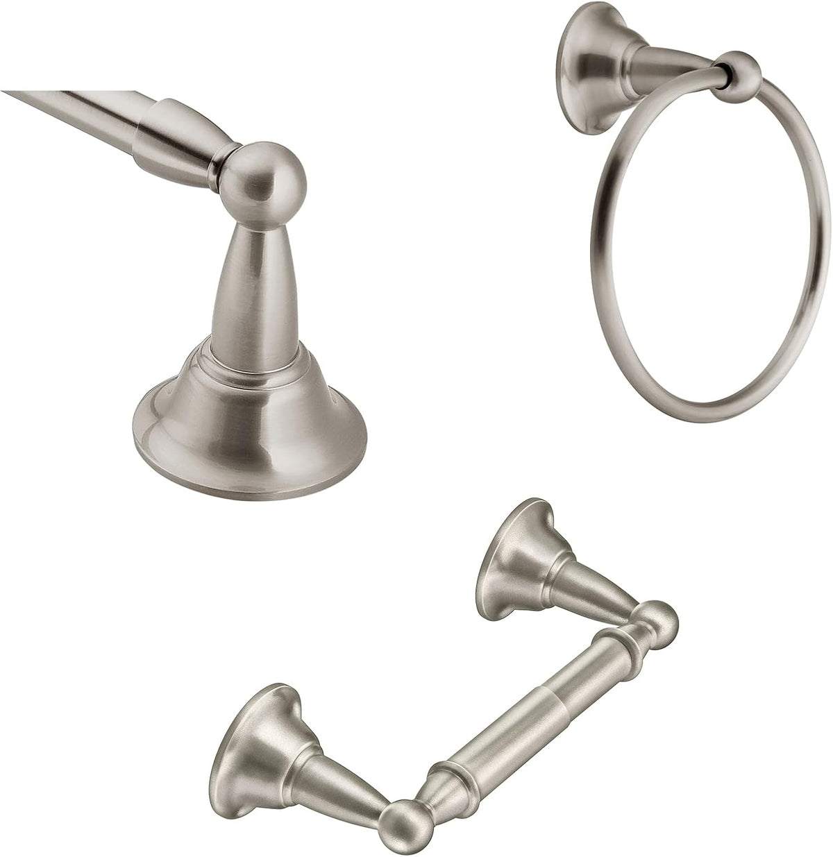 Sage Collection Spot Resist Brushed Nickel 24-Inch Double Bathroom Towel Bar, Wall Mounted Bath Hanger with Two Rods, DN6822BN