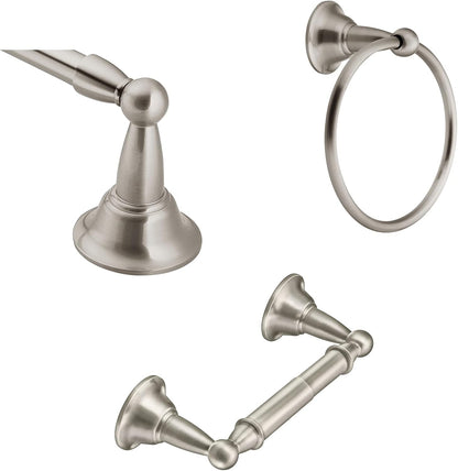 Sage Collection Spot Resist Brushed Nickel 24-Inch Double Bathroom Towel Bar, Wall Mounted Bath Hanger with Two Rods, DN6822BN