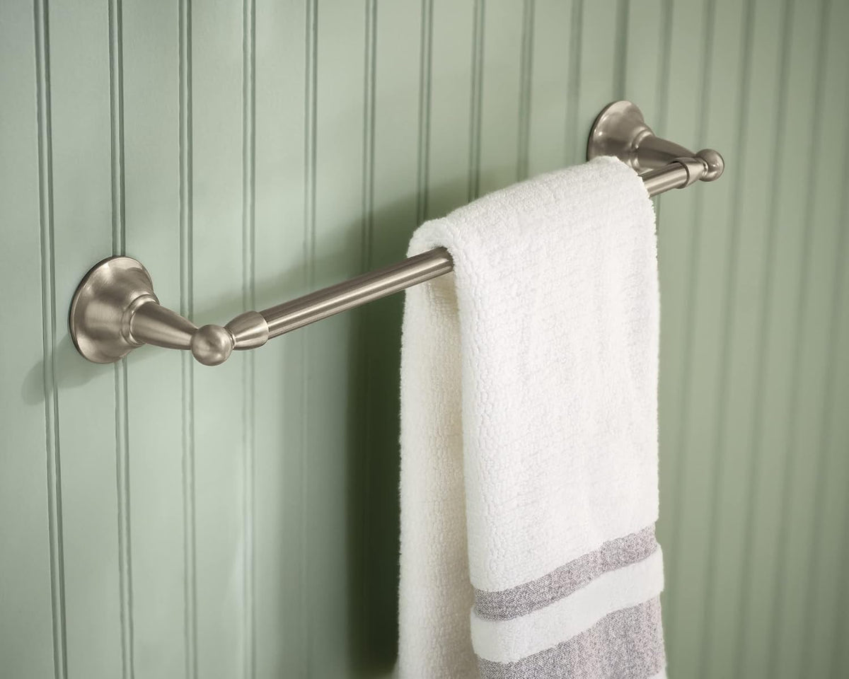 Sage Collection Spot Resist Brushed Nickel 24-Inch Double Bathroom Towel Bar, Wall Mounted Bath Hanger with Two Rods, DN6822BN