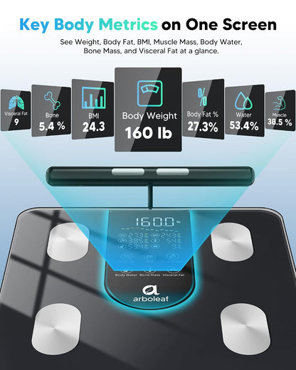 Smart Scale for Body Weight, Dual-Frequency 8-Electrode BIA