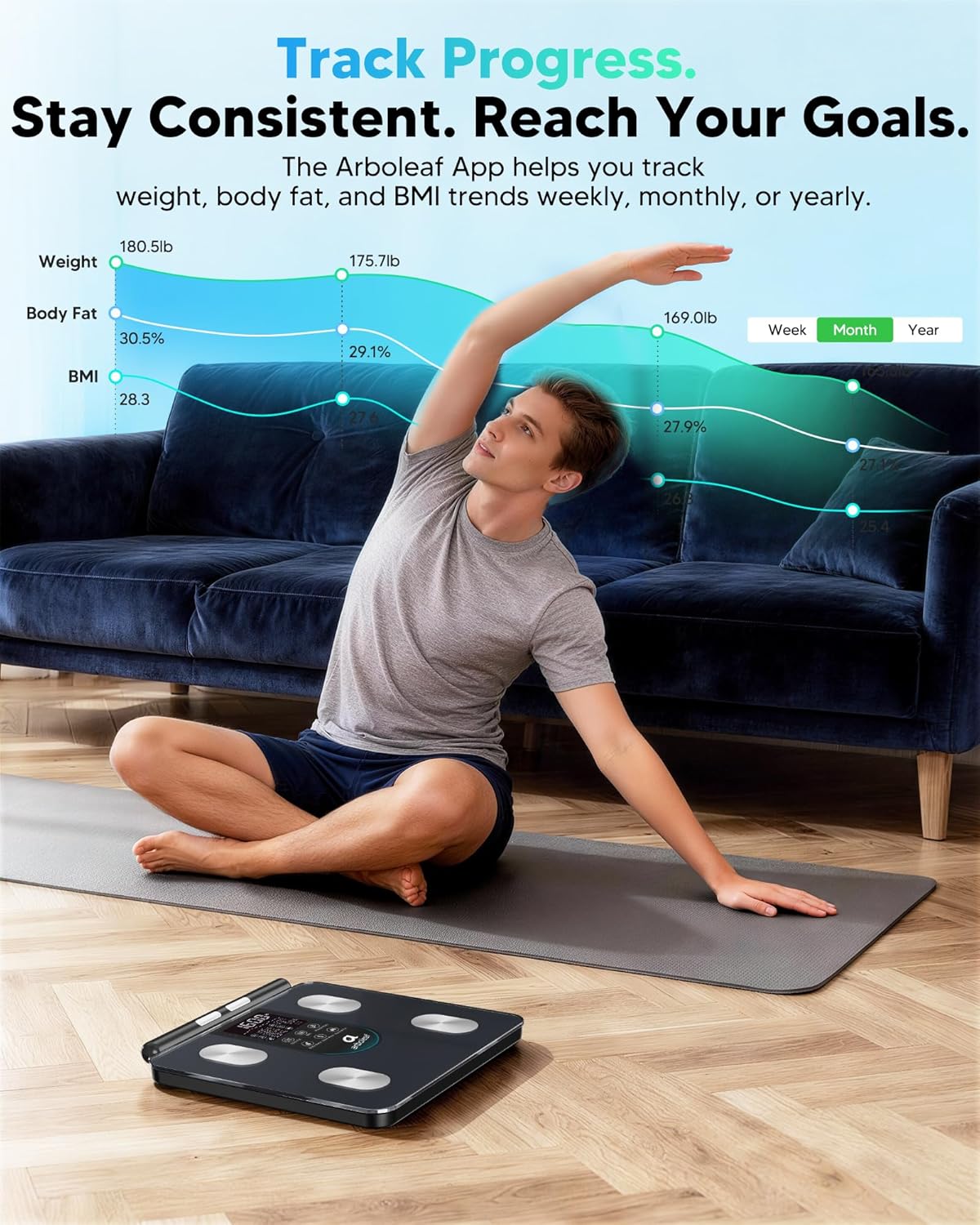 Smart Scale for Body Weight, Dual-Frequency 8-Electrode BIA