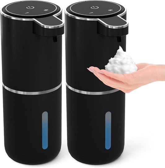 2 Pack Automatic Foaming Soap Dispenser,Touchless Foam Soap Dispenser,12.8oz Rechargeable Wall Mounted Smart for Bathroom and Kitchen Dish Soap,Easy for Toddlers(White)