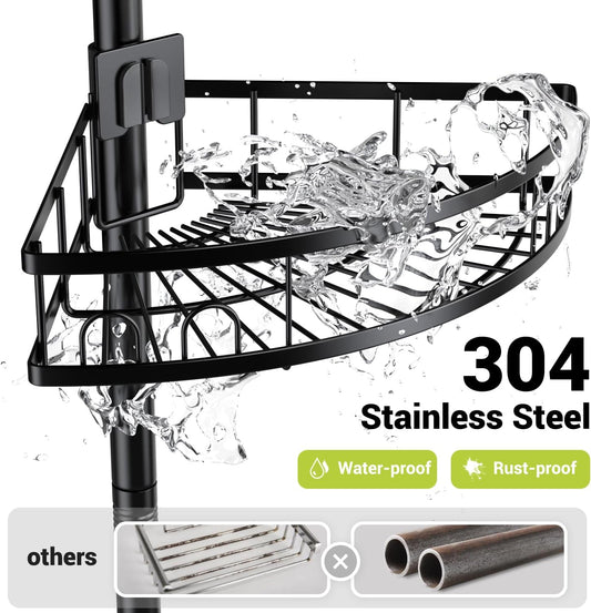 Standing Shower Caddy Corner - Rustproof Bathroom Shower Stand Shelf
