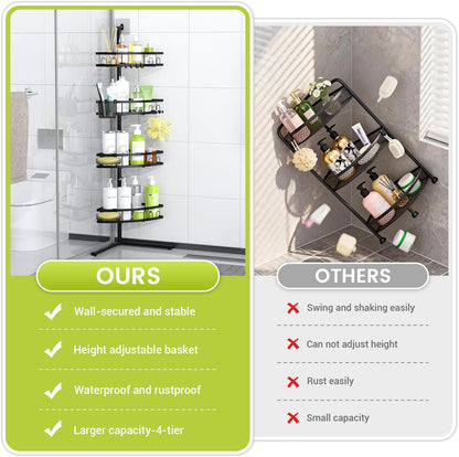 Standing Shower Caddy Corner - Rustproof Bathroom Shower Stand Shelf