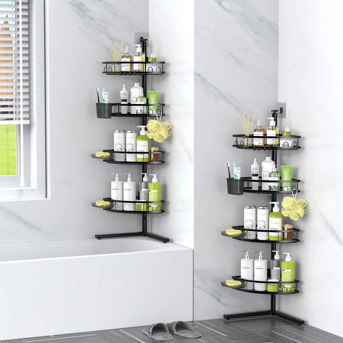 Standing Shower Caddy Corner - Rustproof Bathroom Shower Stand Shelf