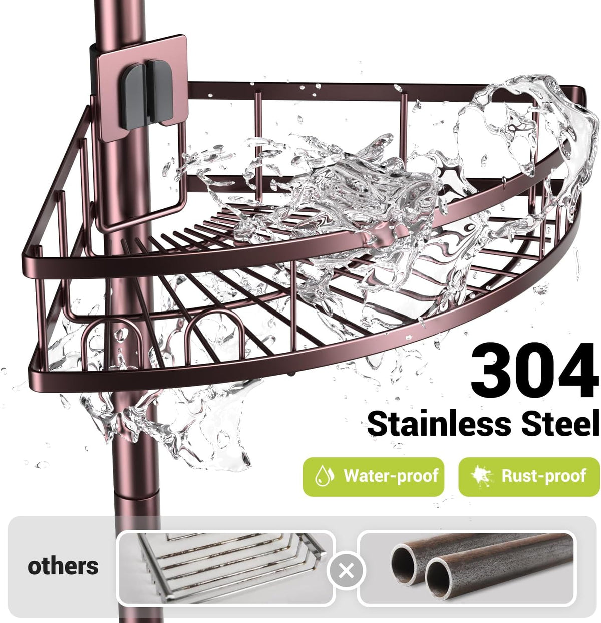 Standing Shower Caddy Corner - Rustproof Bathroom Shower Stand Shelf
