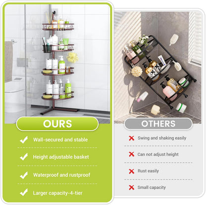 Standing Shower Caddy Corner - Rustproof Bathroom Shower Stand Shelf