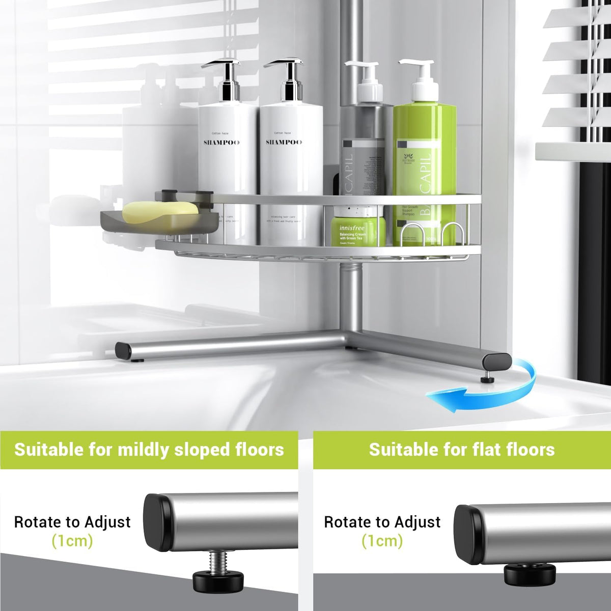 Standing Shower Caddy Corner - Rustproof Bathroom Shower Stand Shelf