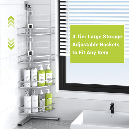 Standing Shower Caddy Corner - Rustproof Bathroom Shower Stand Shelf