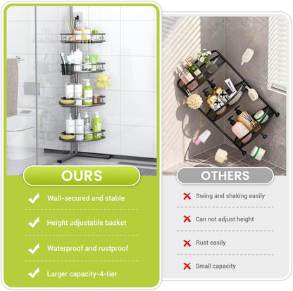 Standing Shower Caddy Corner - Rustproof Bathroom Shower Stand Shelf