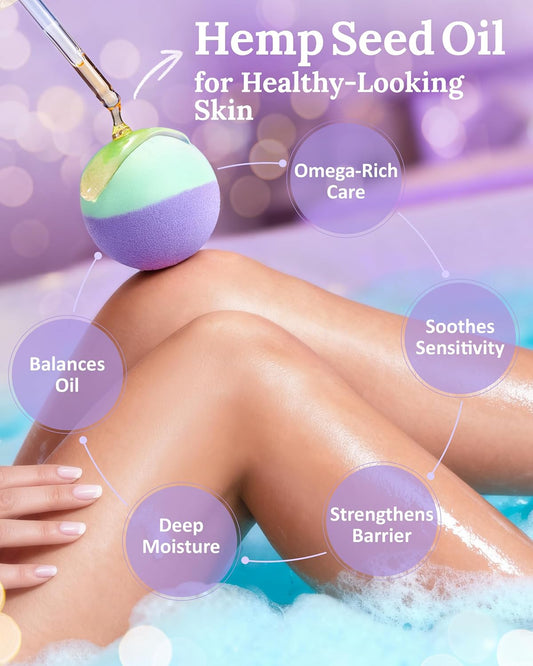 Hemp Oil Bath Bombs Gift Set for Women, 24 Pack Natural Bubble Bath Spa Kit | Pure Essential Oils, Dry Skin Moisturizing, Refreshing & Relaxing Bath Gift for Birthday, Mother’s Day & Valentine’s Day